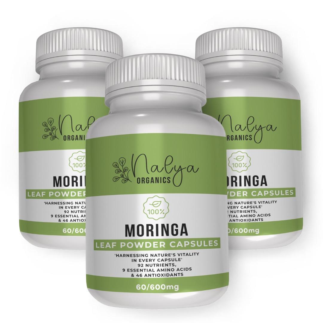 Nalya Organics Moringa Capsules – AM/PM Energy + Wellness | 60 Capsules + FREE SHIPPING