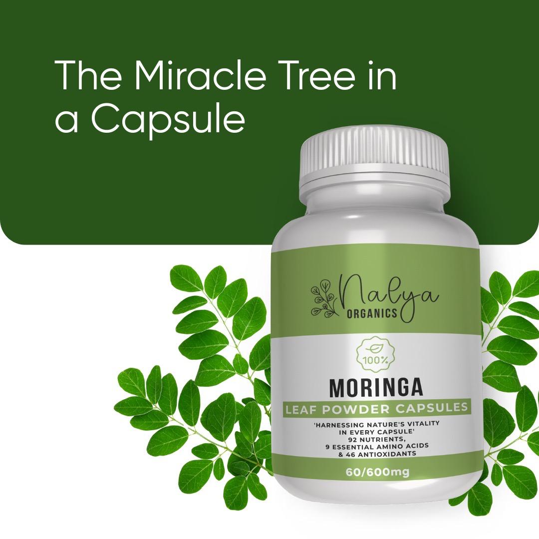 Nalya Organics Moringa Capsules – AM/PM Energy + Wellness | 60 Capsules + FREE SHIPPING
