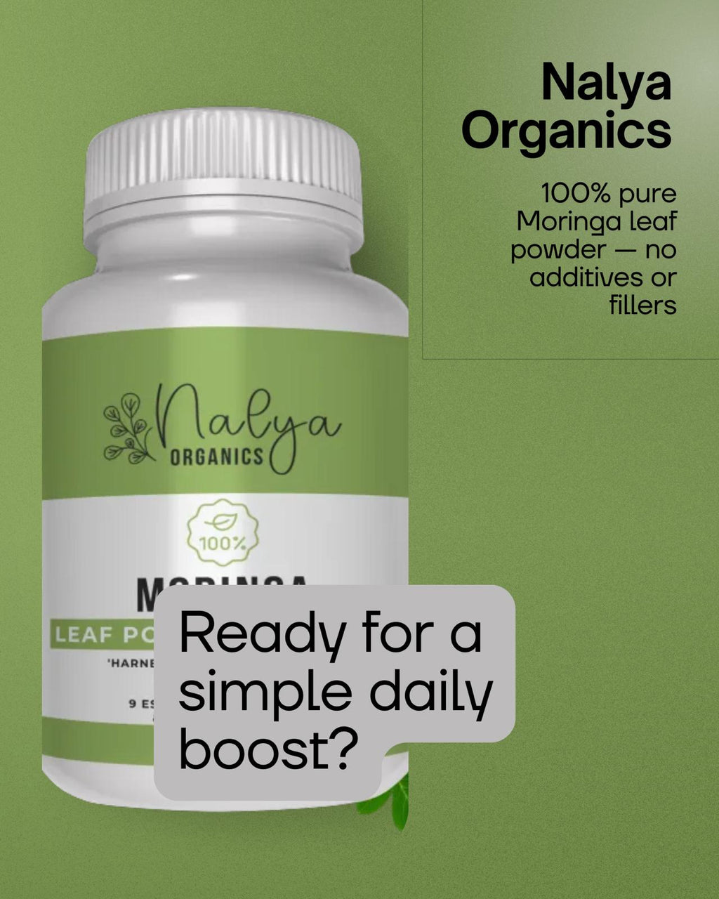 Nalya Organics Moringa Capsules – AM/PM Energy + Wellness | 60 Capsules + FREE SHIPPING