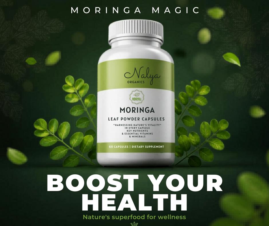 Nalya Organics Moringa Capsules – AM/PM Energy + Wellness | 60 Capsules + FREE SHIPPING